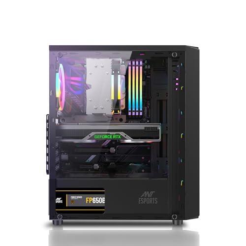 Ant Esports Elite 1100 Mid-Tower Computer Case/Gaming Cabinet - Black | Support ATX, M-ATX, ITX | Pre- Installed 3 x 120mm Front and 1 x 120mm Rear Rainbow Fans