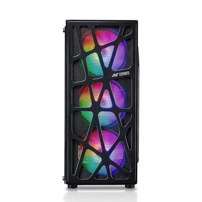 Ant Esports Elite 1100 Mid-Tower Computer Case/Gaming Cabinet - Black | Support ATX, M-ATX, ITX | Pre- Installed 3 x 120mm Front and 1 x 120mm Rear Rainbow Fans