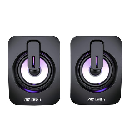 Ant Esports GS170 Gaming Speaker for PC, Stereo 2.0 USB Powered Desktop Speaker with 3.5 mm Aux-in, in-line Volume Control, RGB LED Lights Mini Multimedia Speakers for PC, Laptop, Tablet, Cellphone