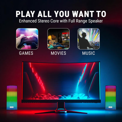 Ant Esports GS510 Multimedia 2.0 Channel USB Powered Bluetooth RGB Gaming Speakers with Control pod for Volume, RGB and Memory Card Slot -Perfect Computer Speakers for Desktop, PC, Laptop,Mobile-Black