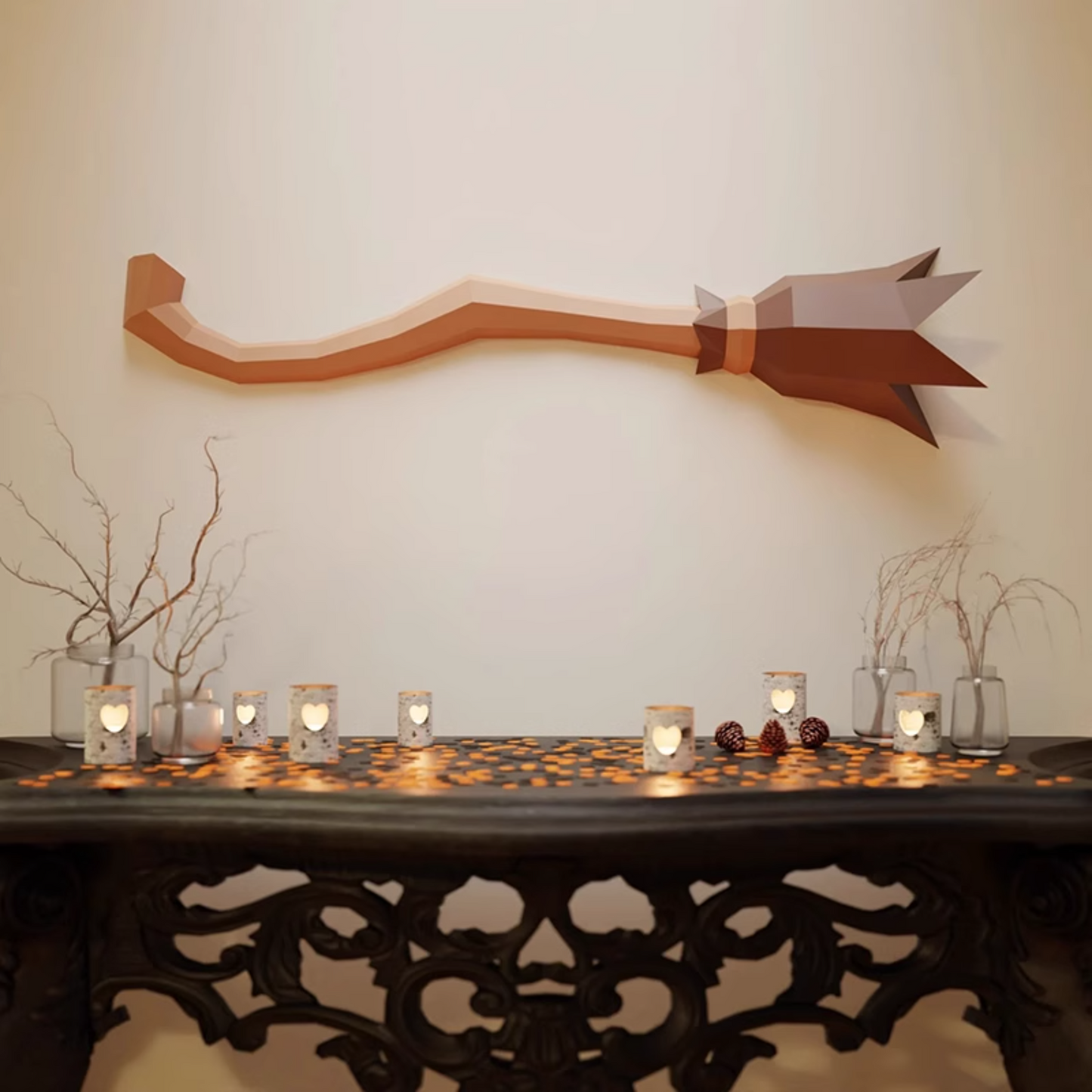 0709BA Broom Halloween Ornaments Knife Decoration Papercraft Witch