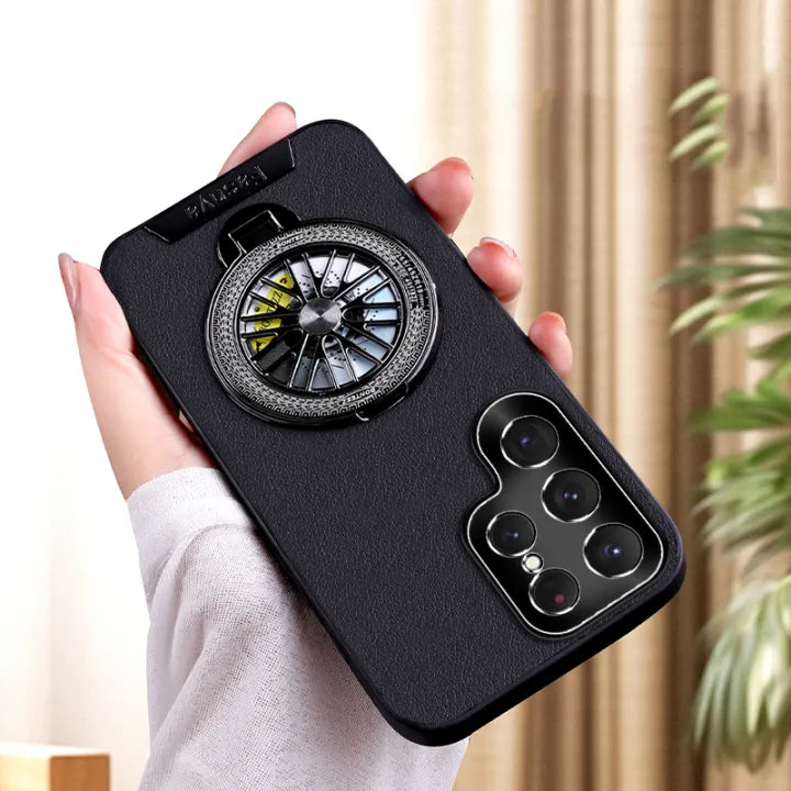 Luxury Leather Rotating Stand Case - Samsung