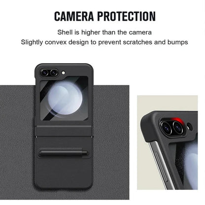 Galaxy Z Flip5 Grip Guard Solid Leather Protective Case