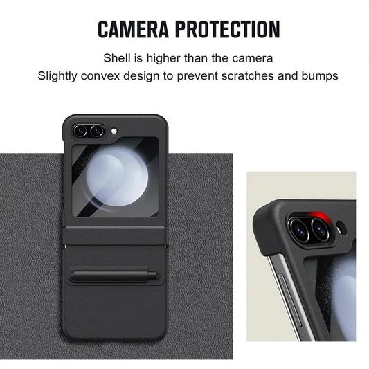 Galaxy Z Flip5 Grip Guard Solid Leather Protective Case