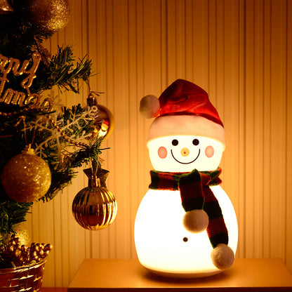 Christmas Snowman Music Night Light Rechargeable Portable Cute Silicone Small Night Lamp Durable Baby Toy Lamp Christmas Gift