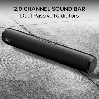 boAt Aavante Bar 610 Bluetooth Soundbar with 25W RMS Signature Sound, 2.0 Channel with Dual Passive Radiators, Upto 7 Hours Playback & Multi Connectivity(Charcoal Black)