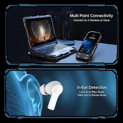 boAt Airdopes Flex 454 ANC in Ear TWS Earbuds with Smart Features, ANC, 60HRS Playback, Beast Mode(Low Latency), Quad Mics ENx Tech, Multi Point Connectivity, ASAP Charge(Zinc White)