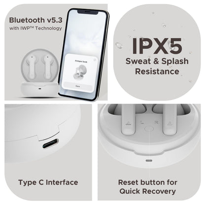 boAt Airdopes Sonik in Ear TWS Earbuds with 60 hrs Playback, IWP Tech, Quad Mics with ENx, ASAP Charge, 11 mm Drivers, BT v5.3 & IPX4 Sweat and Splash Resistance(Tranquil White)