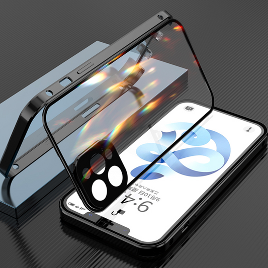 Auto Fit Magnetic Glass Camera Protective Case - iPhone