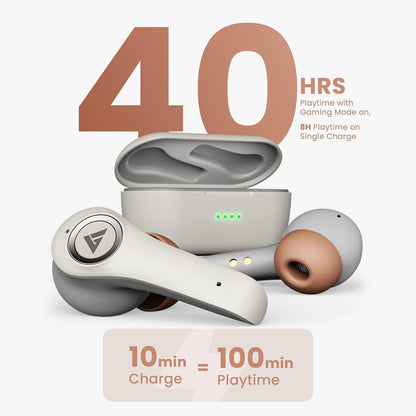 Boult Audio X30 True Wireless in Ear Earbuds with 40H Playtime, Quad Mic ENC, 45ms Xtreme Low Latency, Made in India, Type-C Fast Charging, 3 Equalizer Modes (Rock, BoomX, Hi-Fi), BT 5.1 (Warm Grey)