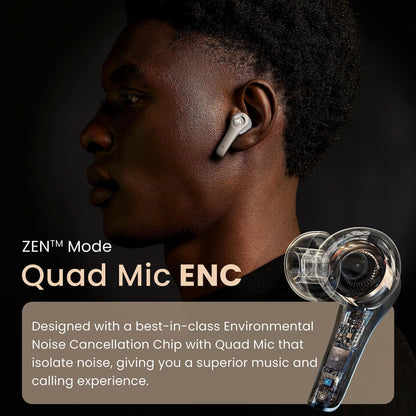 Boult Audio X30 True Wireless in Ear Earbuds with 40H Playtime, Quad Mic ENC, 45ms Xtreme Low Latency, Made in India, Type-C Fast Charging, 3 Equalizer Modes (Rock, BoomX, Hi-Fi), BT 5.1 (Warm Grey)