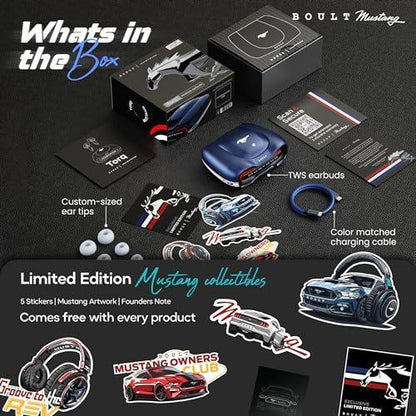 Boult x Mustang Torq Newly Launched Truly Wireless in Ear Earbuds with 50H Playtime, App Support, Quad Mic ENC, 45ms Low Latency, Breathing LEDs, 13mm Drivers, Made in India ear buds TWS Bluetooth 5.4