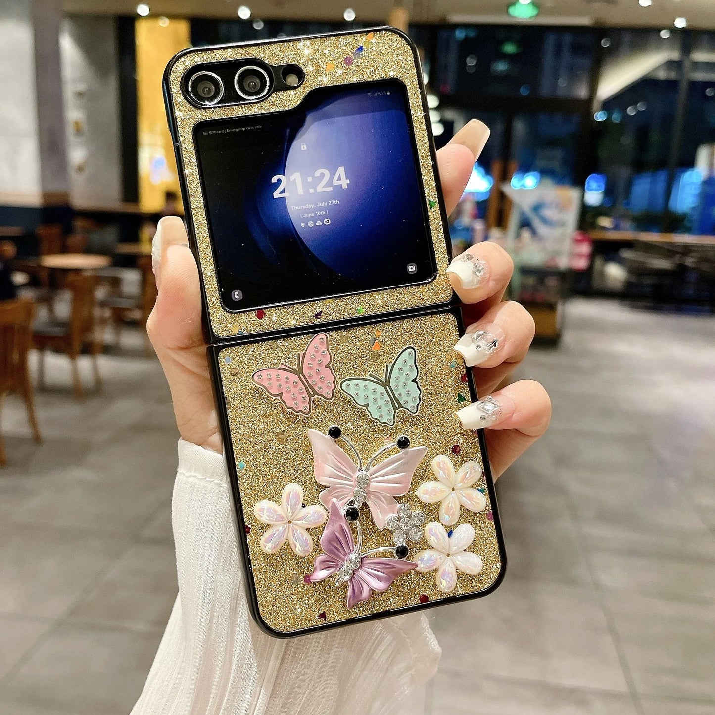 Stylish Sparkling Butterflies Case - Samsung