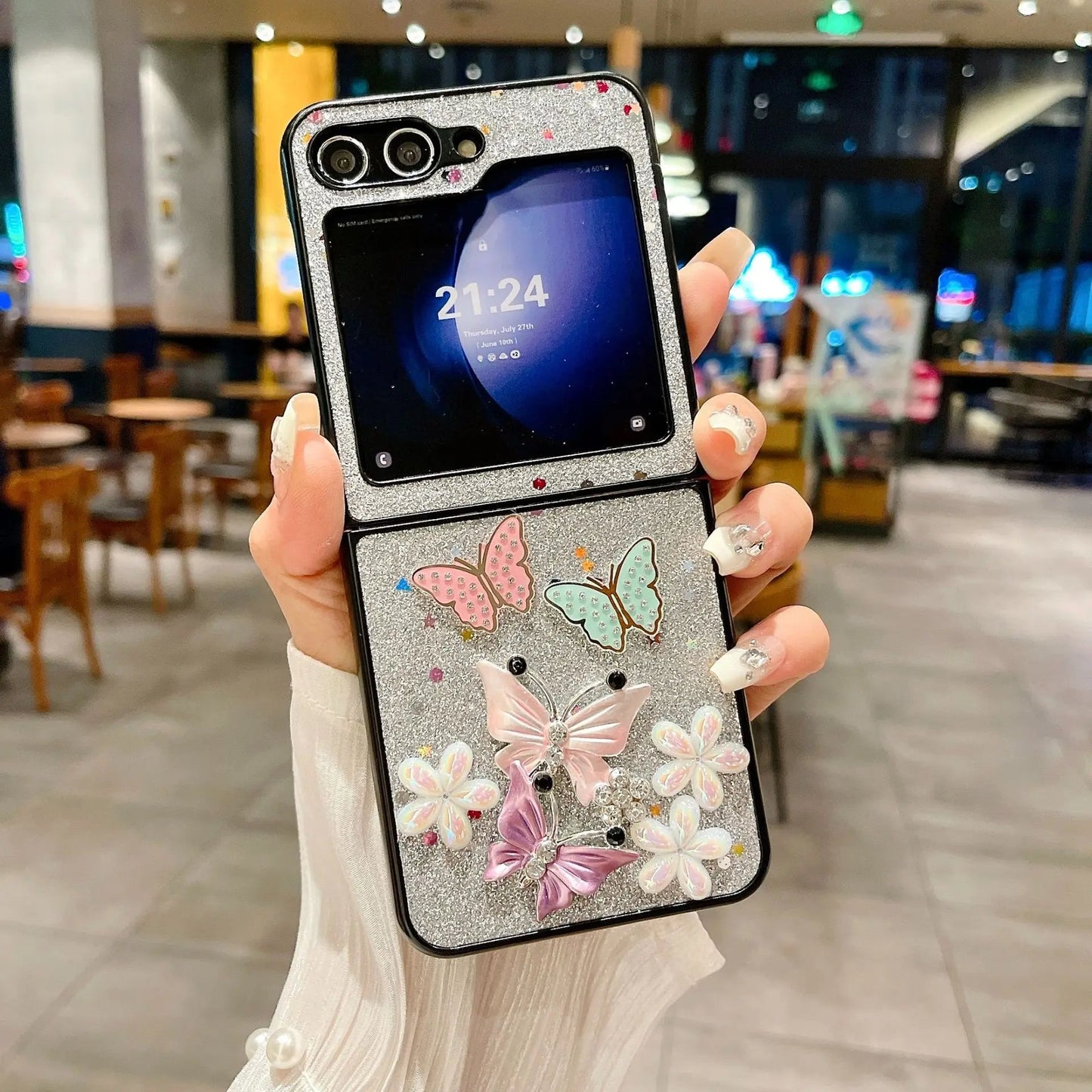 Stylish Sparkling Butterflies Case - Samsung