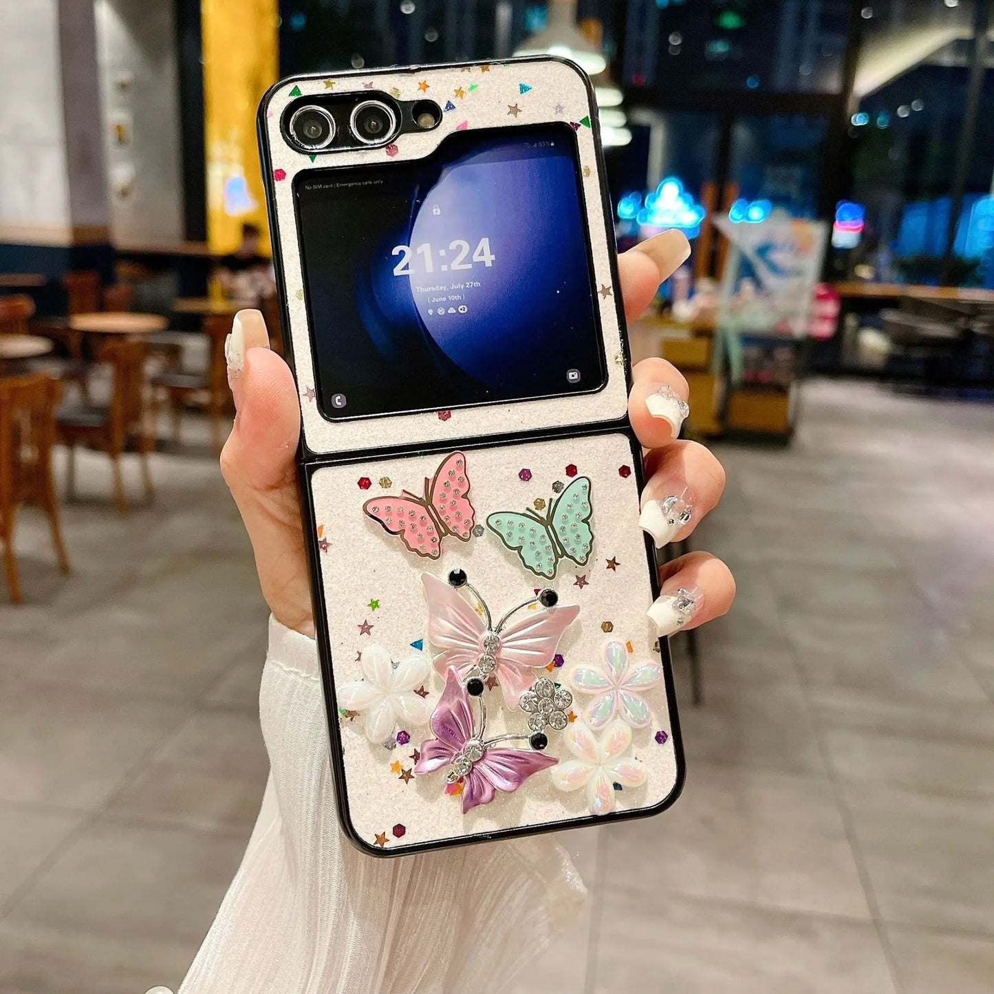 Stylish Sparkling Butterflies Case - Samsung