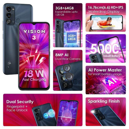 Buy ITel Version 3 Turbo Deep Ocean Black 3GB 64GB