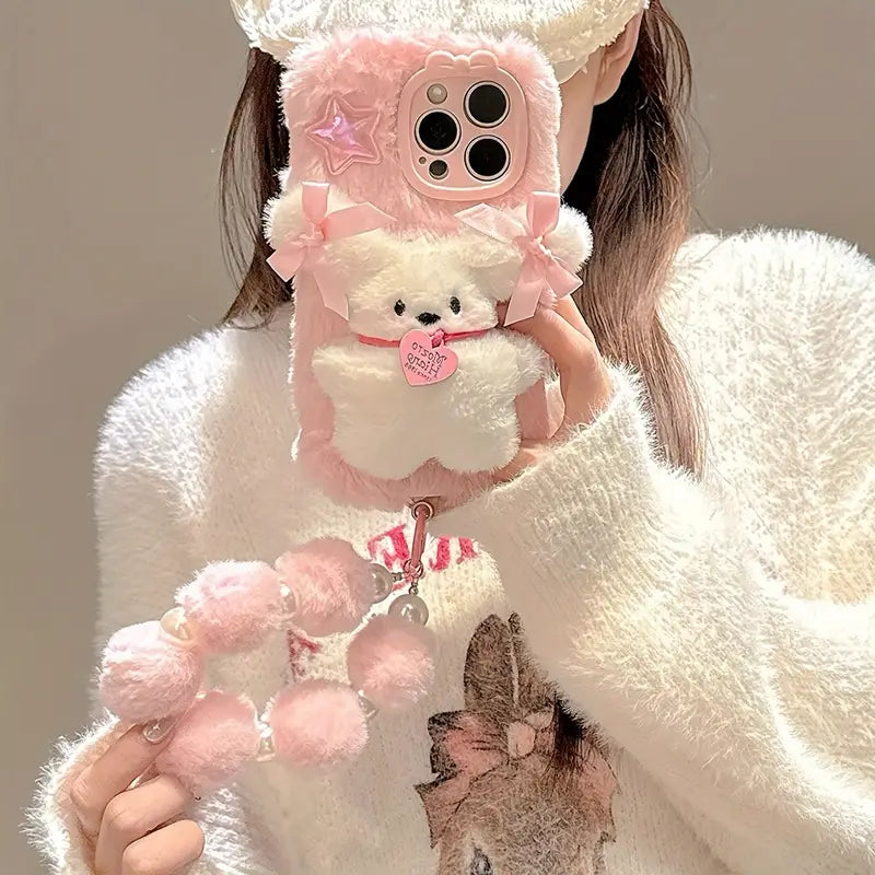 Elegant Bow Bear Plush Case
