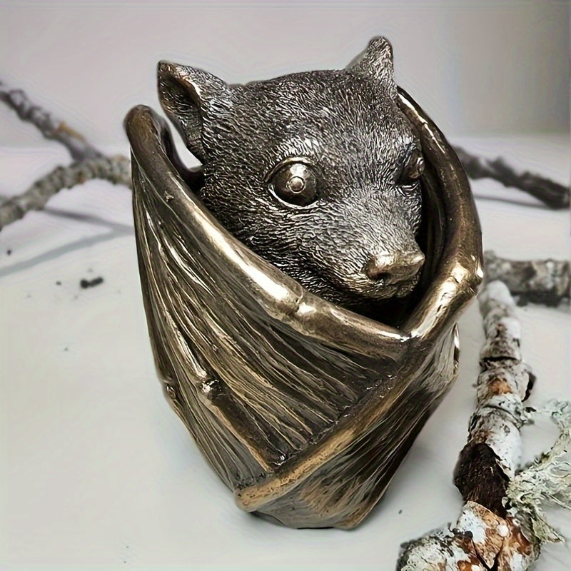 0207ba Resin Bat Jewelry Holder Collectible Figurine - Versatile Room Decor for Indoor and Outdoor, Gothic Home Decor, Perfect for Halloween, No Electricity Required