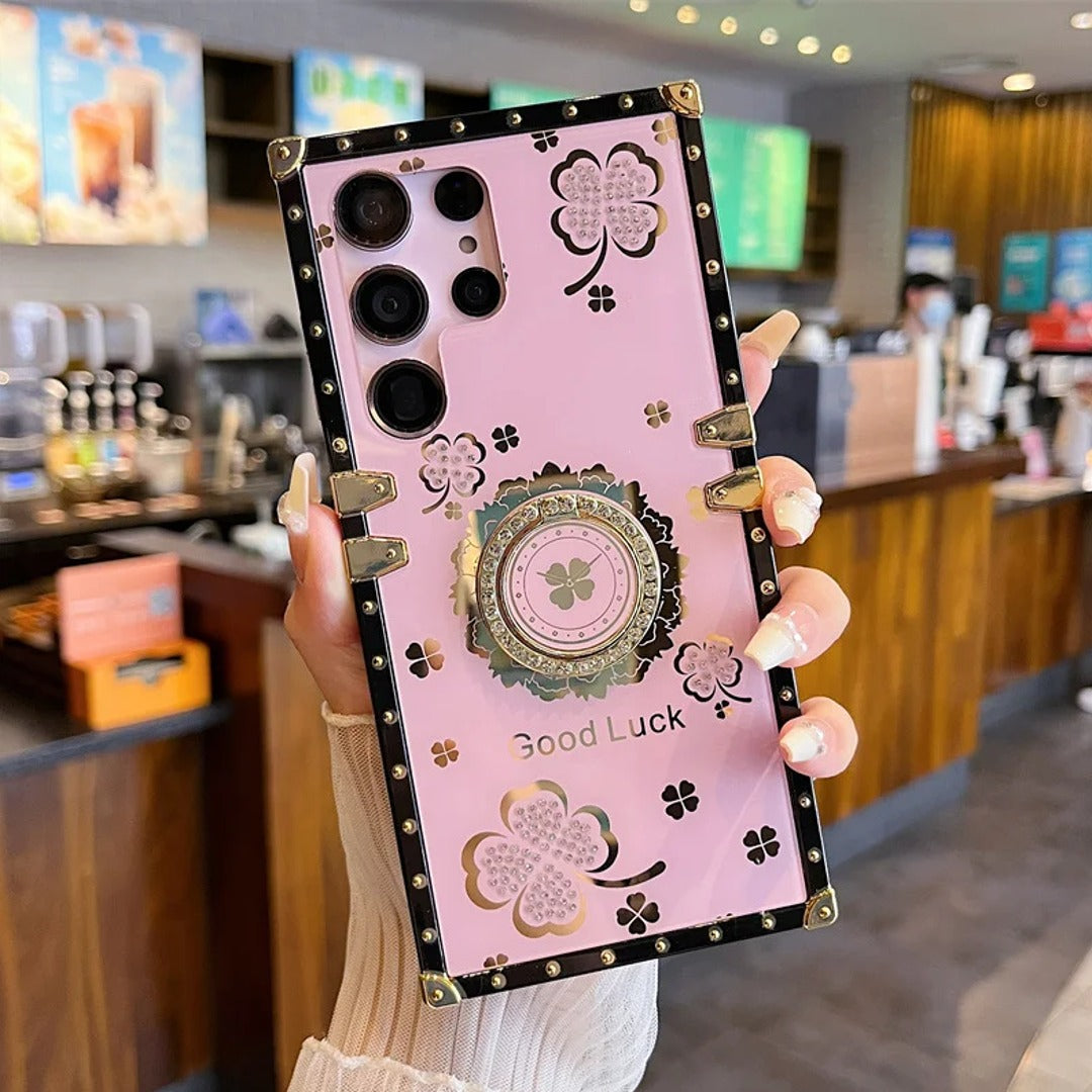 Lucky Clover Diamond Bracket Phone Case - Samsung