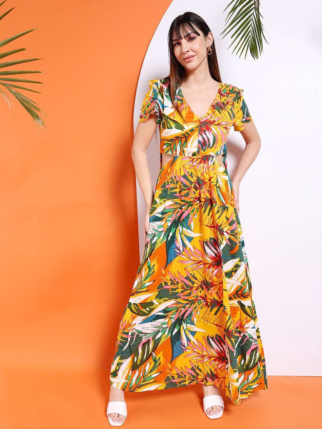 Women Waist Cut Out Long Dress