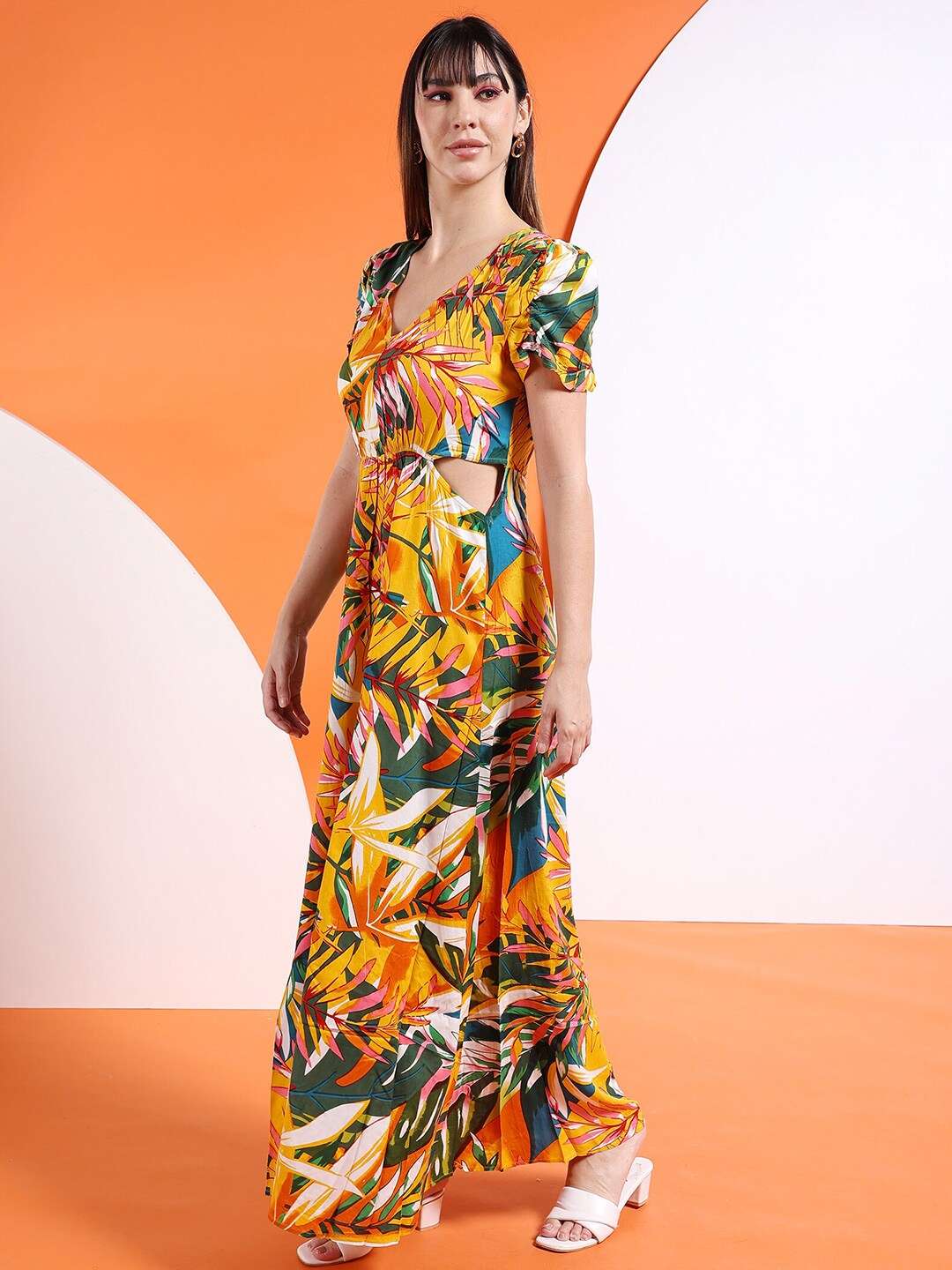 Women Waist Cut Out Long Dress