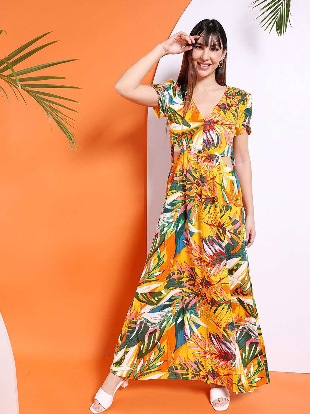 Women Waist Cut Out Long Dress