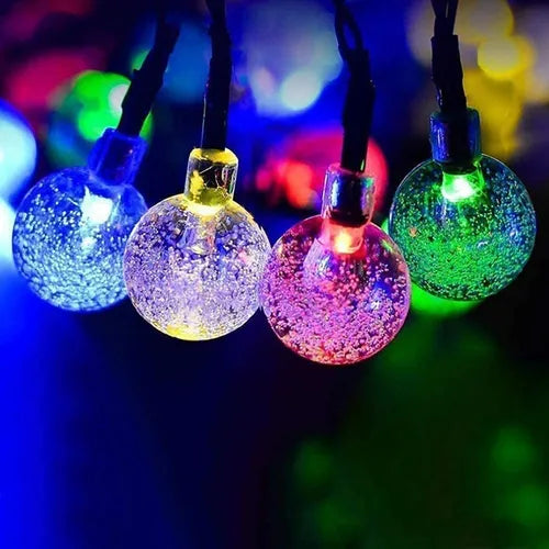 Multi Colour Round Crystal Ball Fairy Bubble String LED Lights For Decorations Multicolor, 15m, Plug-in