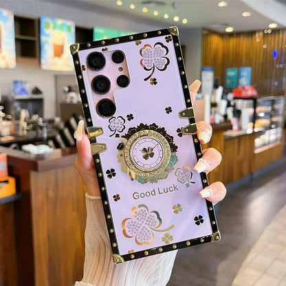 Lucky Clover Diamond Bracket Phone Case - Samsung