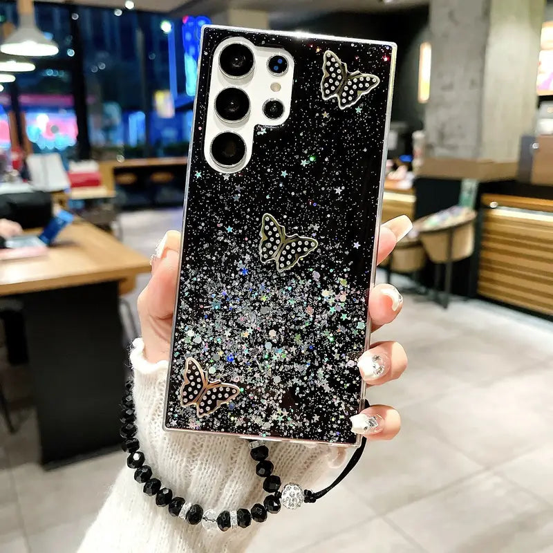 Starry Butterfly Handrope Phone Case - Samsung