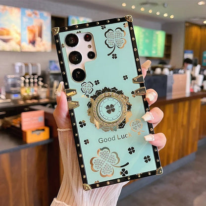 Lucky Clover Diamond Bracket Phone Case - Samsung