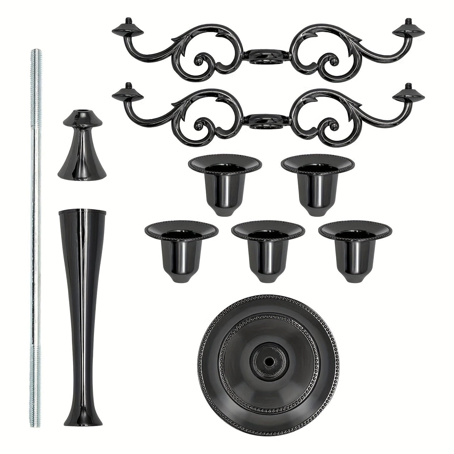 0207ba Elegant Vintage Black Candelabra with Lacquered Finish – Versatile Five-Head Candlestick for Weddings, Home Ambience & Family Events