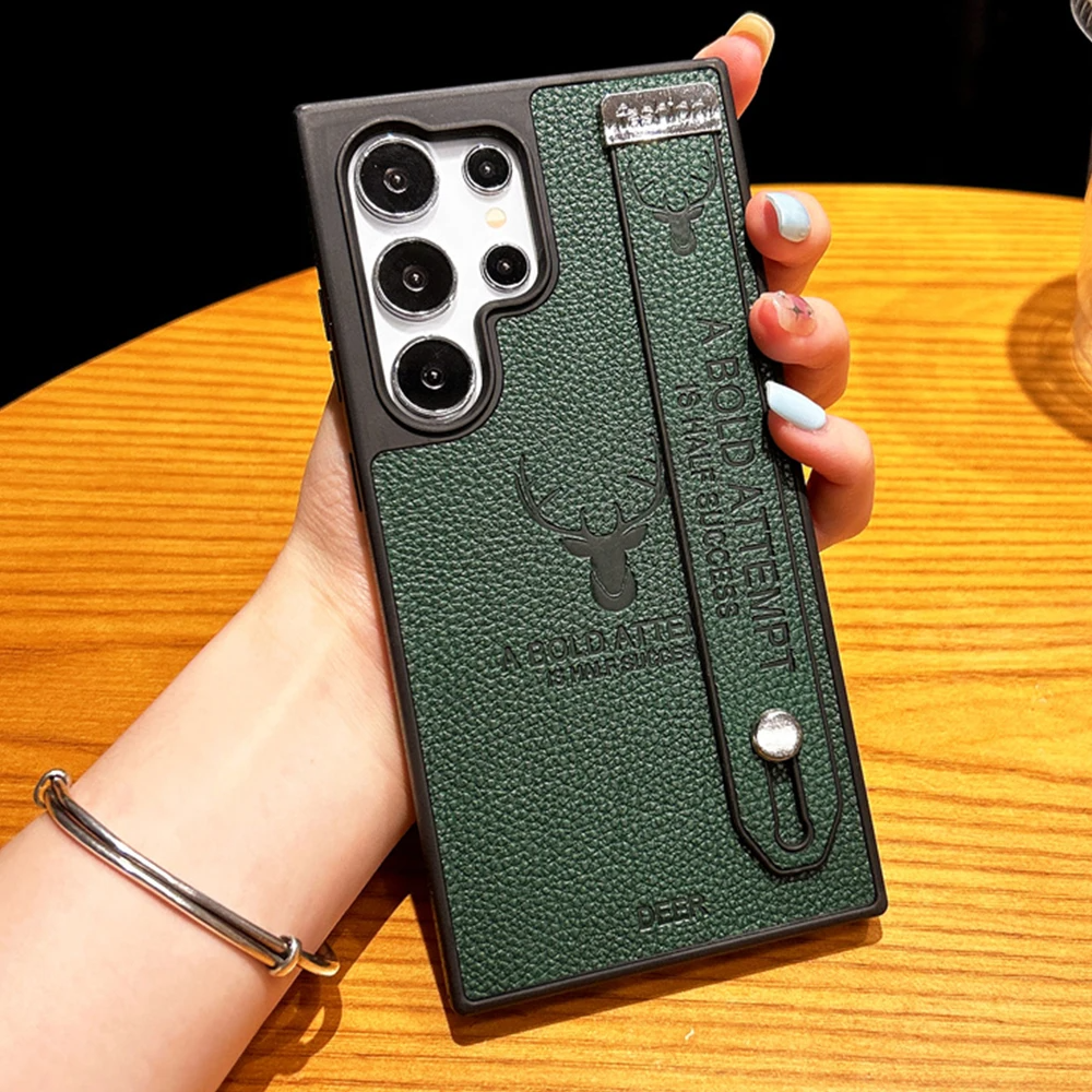 Deer Charm Leather Wristband Shockproof Case -Samsung
