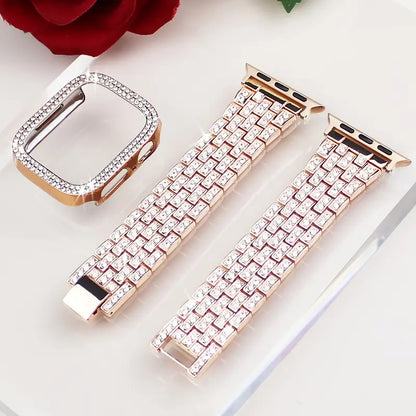 Sparkling Rhinestone Watch Band & Case Set