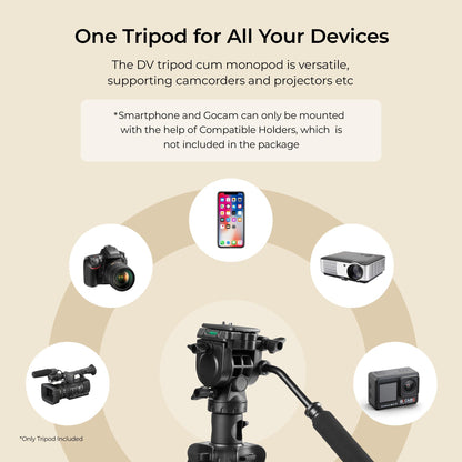 DIGITEK® (DPTR 895VD) 195 CM Tripod Cum Monopod with Aluminum Alloy & Multipurpose Head, 3-Way Head, Lightweight 590MM Folded with Carry Bag, Max Load 5Kg, Ideal for DSLR, DV Camera's