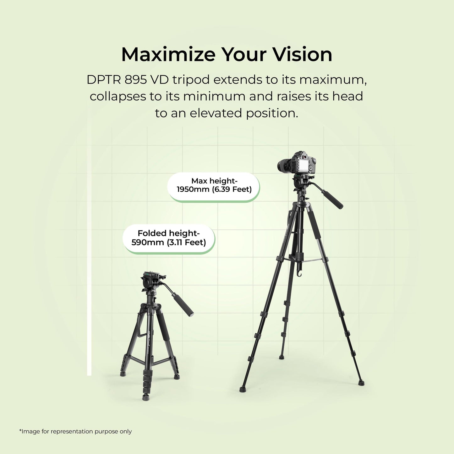 DIGITEK® (DPTR 895VD) 195 CM Tripod Cum Monopod with Aluminum Alloy & Multipurpose Head, 3-Way Head, Lightweight 590MM Folded with Carry Bag, Max Load 5Kg, Ideal for DSLR, DV Camera's