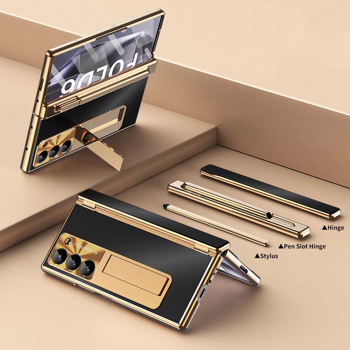 Galaxy Z Fold6 Ingenious Metal Kickstand Case with Pen Holder