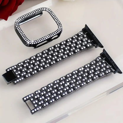 Sparkling Rhinestone Watch Band & Case Set