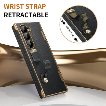 Galaxy Z Fold Series Elegant Textured Leather Strap Case