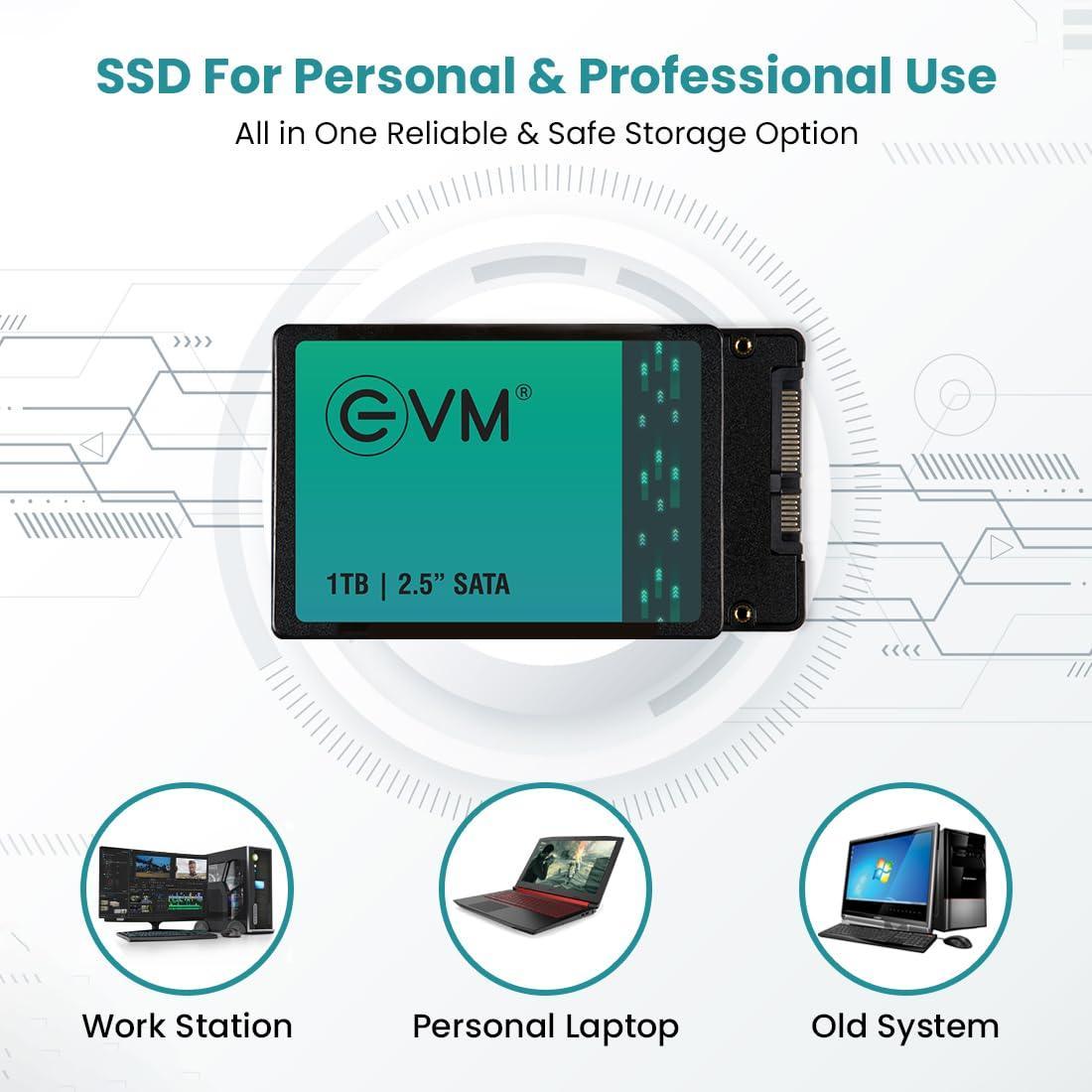EVM 1TB 2.5 Inch SATA Internal SSD - Read: 550MB/s & Write: 500MB/s - SATA Solid-State Drive - 5Years Warranty (EVM25/1TB)