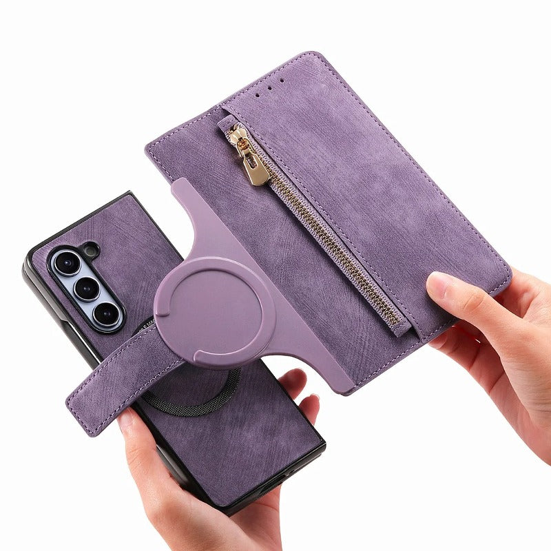 Galaxy Z Fold 5 Premium Magnetic Essentials Leather Wallet Case