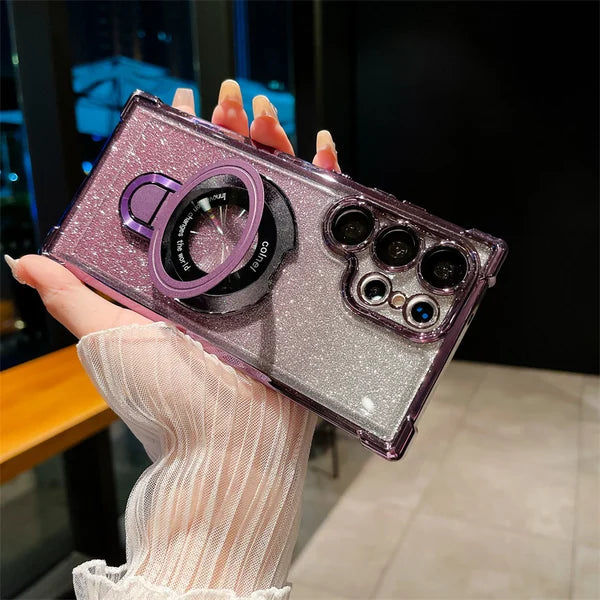 Sparkling Shield Electroplated Glitter Stand Case - Samsung