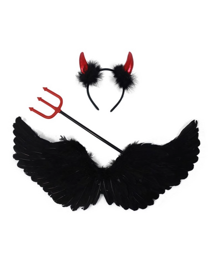 0709BA Halloween Little Devil Cos Black Cloak Wings