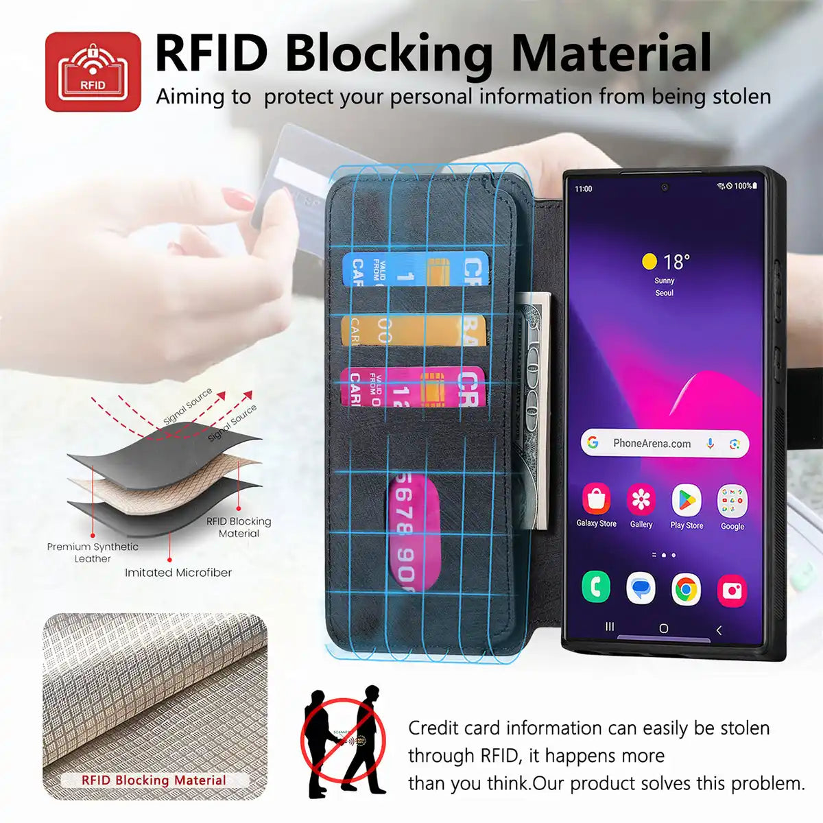 Detachable 2-in-1 Magnetic PU Leather Wallet Case