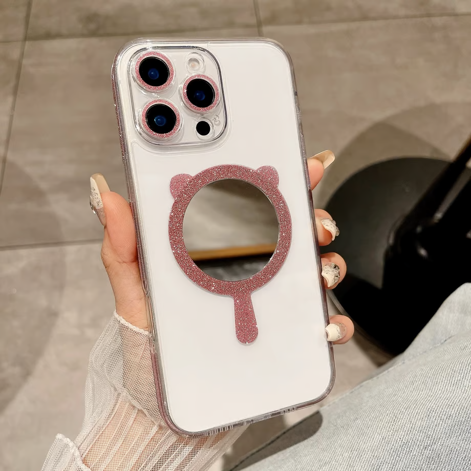 Cute Bear Mirror Grip Phone Case