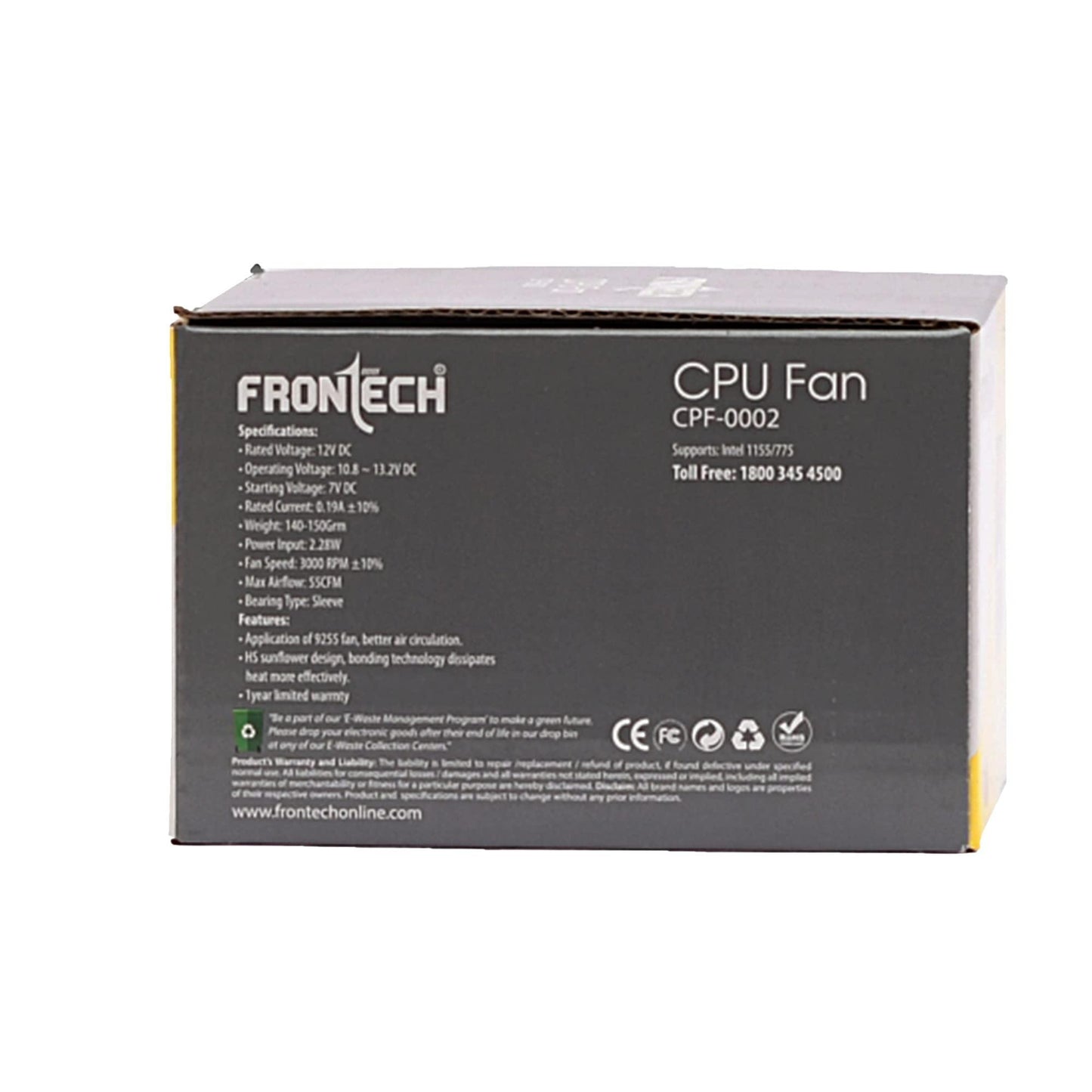 FRONTECH 775/1155 CPU Cooling Fan with Universal Socket & Heat Sink for Better Air Circulation, Super Silent, De-Vibrating, HS Sunflower Design, (CPF-0002, Black)