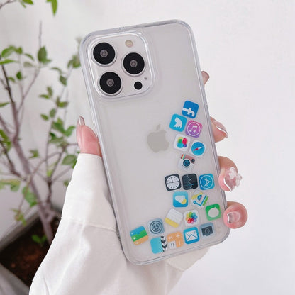 iPhone Series Floating Icons Liquid Gel Shockproof Case