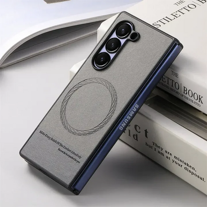 Galaxy Z Fold Series Luxury Leather Magnetic Case-Samsung