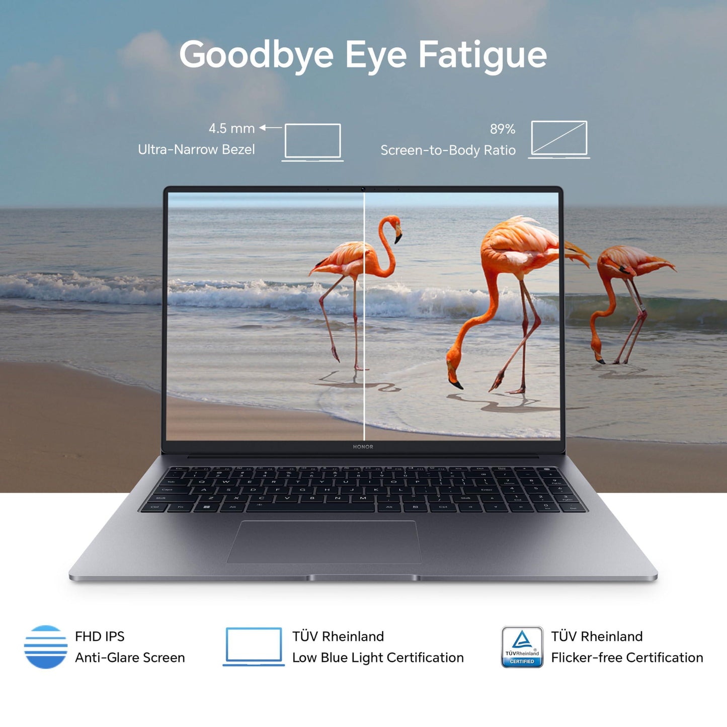 HONOR MagicBook X16 (2024), 12th Gen Intel Core i5-12450H, 16-inch (40.64 cm) FHD IPS Anti-Glare Thin and Light Laptop (8GB/512GB PCIe SSD/Windows 11/ Full-Size Numeric Keyboard /1.68Kg), Gray