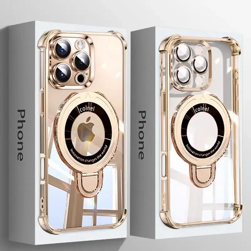 Luxury Plating Magnetic Bracket Case - iPhone