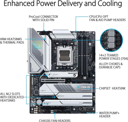 INLAND Micro Center AMD Ryzen 9 7950X3D AM5 Unlocked Desktop Processor with AMD 3D V-Cache Technology Bundle ASUS Prime X670E-PRO WiFi Socket AM5(LGA 1718) Ryzen 7000 ATX Motherboard(PCIe 5.0, DDR5)